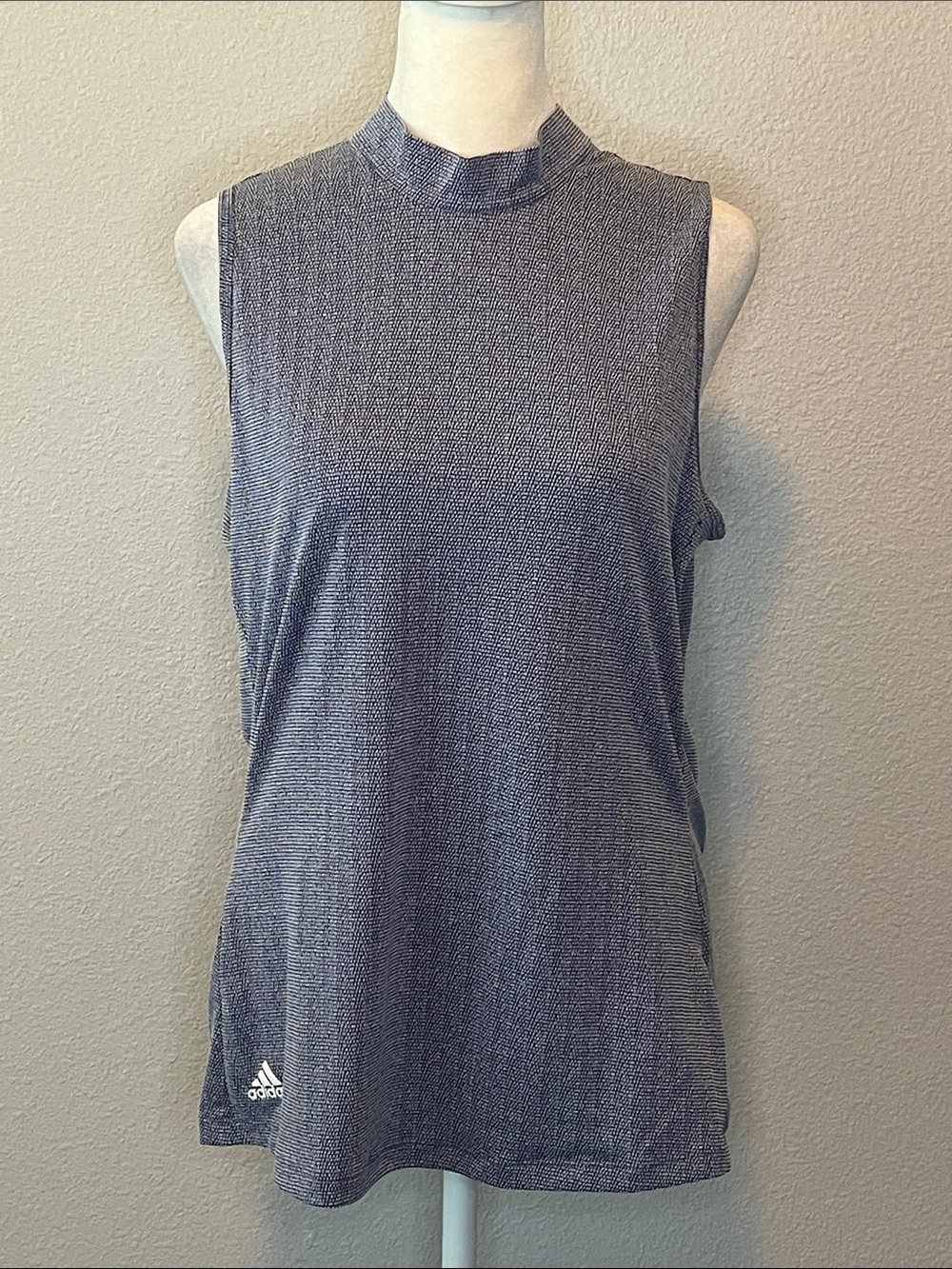 Adidas Golf Mockneck Textured Sleeveless Top Gray Size Medium